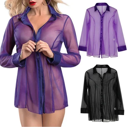 Transparent Long Sleeve Chemise - Image 4