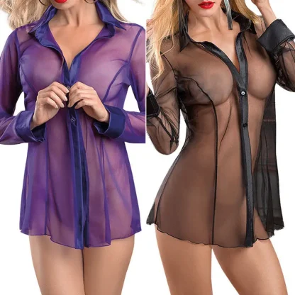 Transparent Long Sleeve Chemise - Image 3