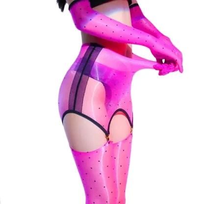 Sheer Glossy Polka Dot Lingerie Set