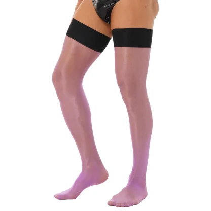 Men's Shiny Sheer Thigh-highs - Image 7
