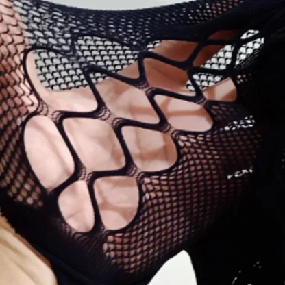 Striped Fishnet Pantyhose - Image 7