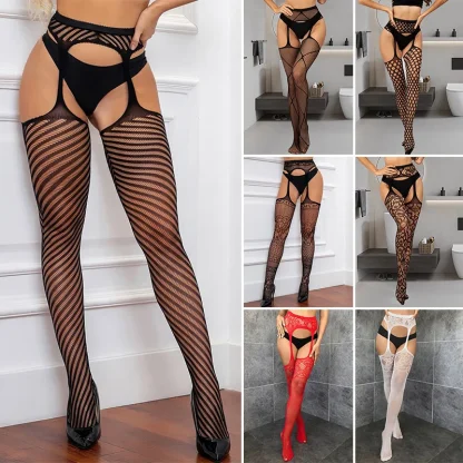 Stylish Sheer Suspender Pantyhose - Image 6