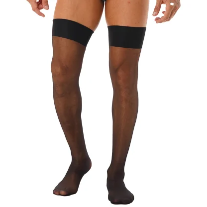 Men's Shiny Sheer Thigh-highs - Image 3