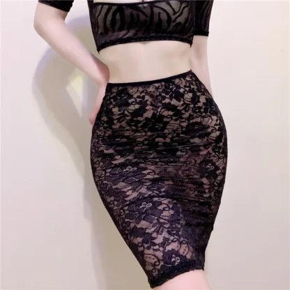 See-through Floral Midi Skirt - Image 3