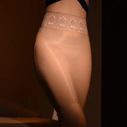 Lace Trim Glossy Sheer Skirt - Image 3