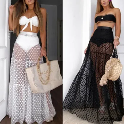Long Flowy See-through Skirt - Image 5