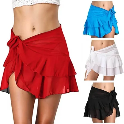 See-through Ruffle Wrap Skirts - Image 7