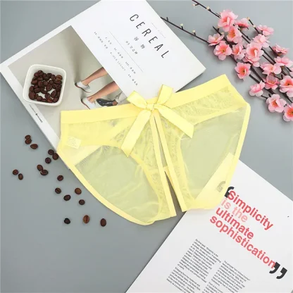 Mesh Crotchless Bowknot Panties - Image 2