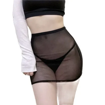 Black Mesh Pencil Skirt - Image 7