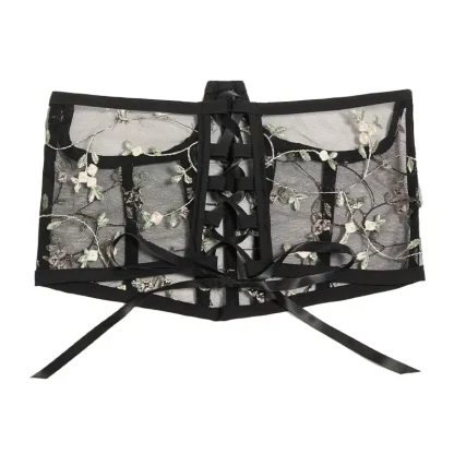 Embroidery Mesh Underbust Corset - Image 6