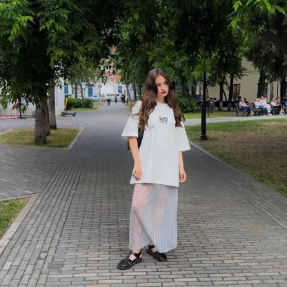 See-through Pleated Long Skirt - Image 2