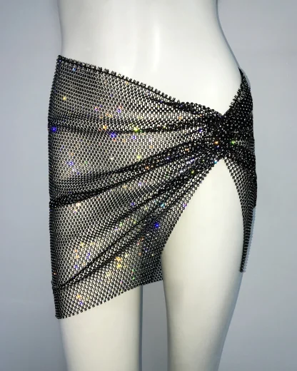 Sexy Mesh Shiny Mini Skirt - Image 4