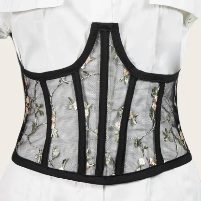 Embroidery Mesh Underbust Corset - Image 5