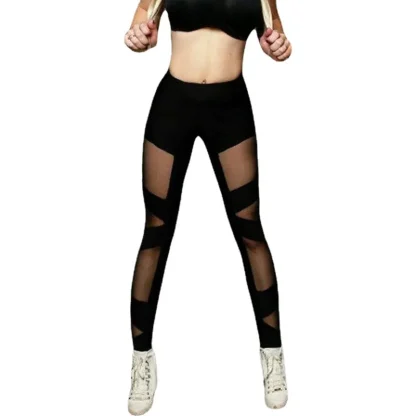 Stylish Mesh Black Leggings - Image 4
