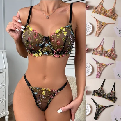 Chic Floral See-through Lingerie - Image 6
