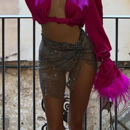 Sexy Mesh Shiny Mini Skirt