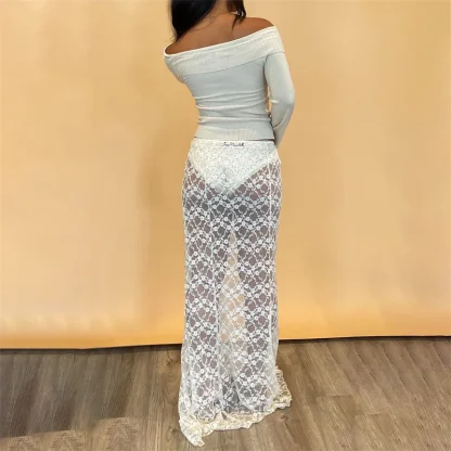 Sheer Floral Cover-up Skirt - Image 2