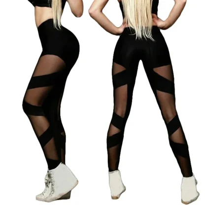 Stylish Mesh Black Leggings - Image 5