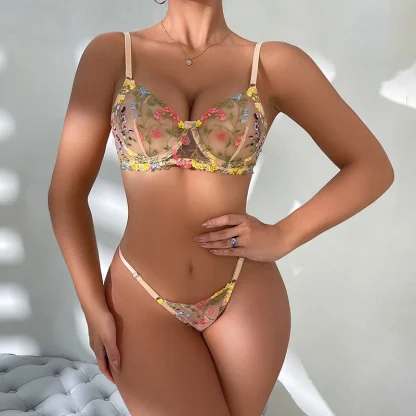 Chic Floral See-through Lingerie - Image 2