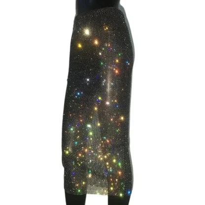 See-through Shiny Midi Skirt