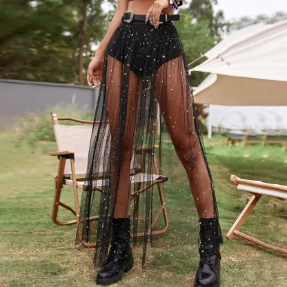 See-through Sequin Long Skirt - Image 2