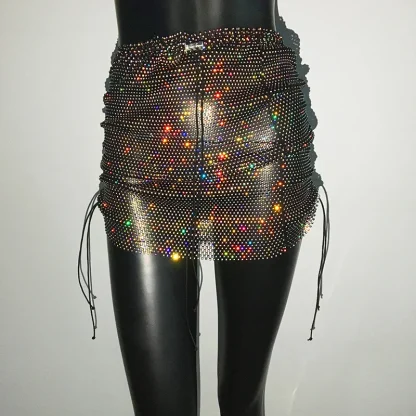 Sequin Drawstring Mesh Skirt - Image 7