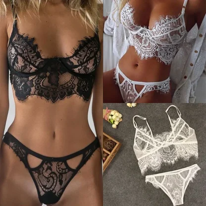 Sheer Eyelash Lace Lingerie - Image 5