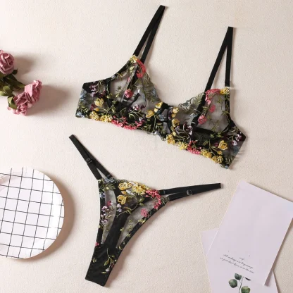 Chic Floral See-through Lingerie - Image 4