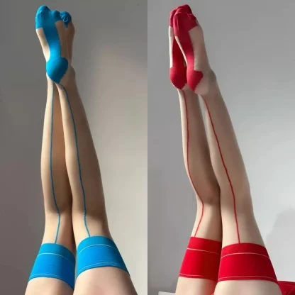 Vertical Line Sheer Thigh-highs - Image 4