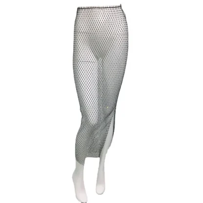 Shiny Sexy Mesh Long Skirt - Image 7