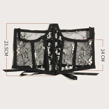 Embroidery Mesh Underbust Corset - Image 7
